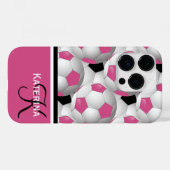 Monogram Pink Black Soccer Ball Pattern Case-Mate iPhone Hülle (Rückseite (Horizontal))