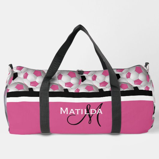 Monogram Pink Black Soccer Ball Pattern Duffle Bag (Rückseite)