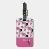 Monogram Pink Black Soccer Ball Pattern Gepäckanhänger (Vorderseite vertikal)