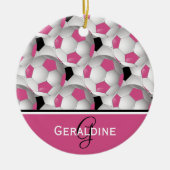 Monogram Pink Black Soccer Ball Pattern Keramikornament (Vorne)