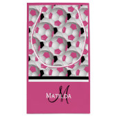 Monogram Pink Black Soccer Ball Pattern Kleine Geschenktüte (Rückseite)