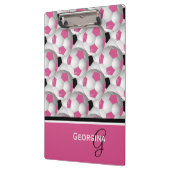 Monogram Pink Black Soccer Ball Pattern Klemmbrett (Links)