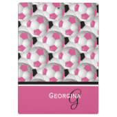 Monogram Pink Black Soccer Ball Pattern Klemmbrett (Rückseite)