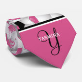 Monogram Pink Black Soccer Ball Pattern Krawatte (Gerollt)