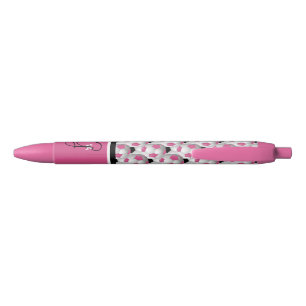 Monogram Pink Black Soccer Ball Pattern Kugelschreiber