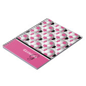Monogram Pink Black Soccer Ball Pattern Notizblock (Linke Seite)