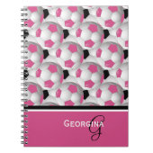 Monogram Pink Black Soccer Ball Pattern Notizblock (Vorderseite)