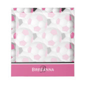 Monogram Pink Black Soccer Ball Pattern Notizblock (Vorderseite)