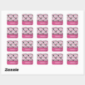 Monogram Pink Black Soccer Ball Pattern Quadratischer Aufkleber (Blatt)
