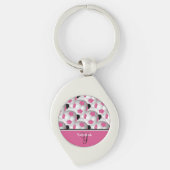 Monogram Pink Black Soccer Ball Pattern Schlüsselanhänger (Vorderseite)