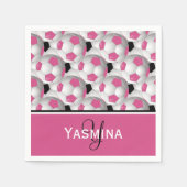 Monogram Pink Black Soccer Ball Pattern Serviette (Vorderseite)