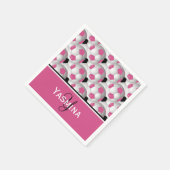 Monogram Pink Black Soccer Ball Pattern Serviette (Ecke)