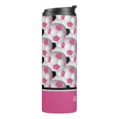 Monogram Pink Black Soccer Ball Pattern Thermosbecher (Nach links gedreht)