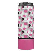 Monogram Pink Black Soccer Ball Pattern Thermosbecher (Rückseite)