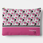 Monogram Pink Black Soccer Ball Pattern Zubehörtasche (Vorderseite)