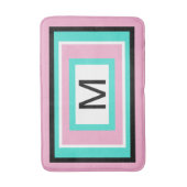 Monogram Pink Black Turquoise Geometric Badematte (Vorderseite Vertikal)