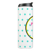 Monogram Pink Black Turquoise Punkte Thermosbecher (Nach links gedreht)