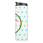 Monogram Pink Black Turquoise Punkte Thermosbecher (Nach rechts gedreht)