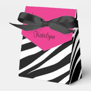Monogram Pink & Black Zebra Print Fevor Box Geschenkschachtel