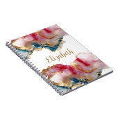 Monogram Pink Blue Gold Wash Aquarell Abstrakt Notizblock (Rechte Seite)