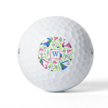 Monogram Pink Blue Green Golf Preppy