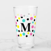 Monogram Pink Blue Yellow Polka Dots Glas (Vorderseite)