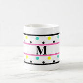 Monogram Pink Blue Yellow Polka Dots Kaffeetasse (Mittel)