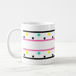 Monogram Pink Blue Yellow Polka Dots Kaffeetasse
