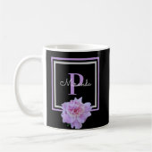 Monogram Pink Blume Black Coffee Tasse (Links)