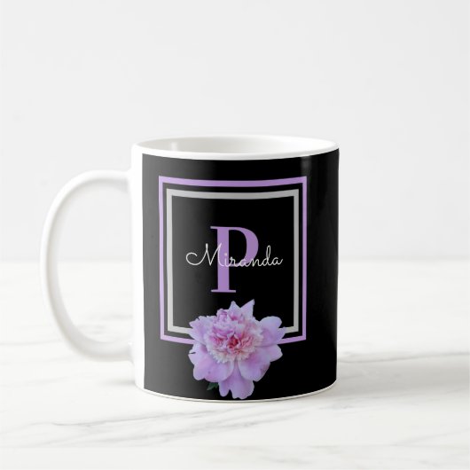 Monogram Pink Blume Black Coffee Tasse (Links)