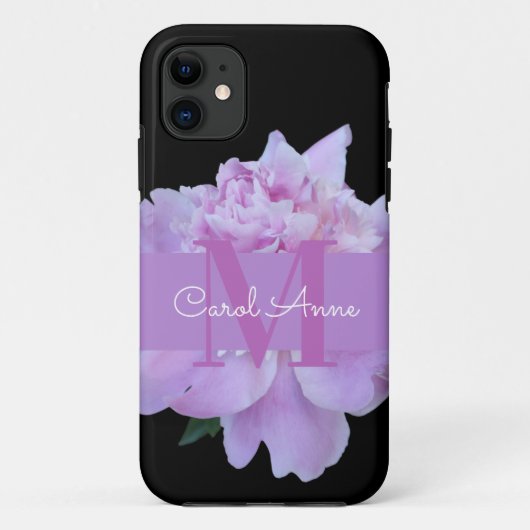 Monogram Pink Blume Classic Black Case-Mate iPhone Hülle (Rückseite)