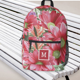 Monogram Pink Blume Floral Cool Stylish Modern Bedruckter Rucksack