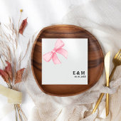 Monogram Pink Blush Bow Boho Hochzeit Serviette