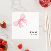 Monogram Pink Blush Bow Boho Hochzeit Serviette (Beispiel)