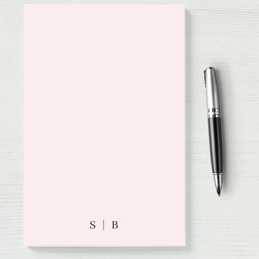 Monogram Pink Blush Modern Minimalistisch Post-it Klebezettel