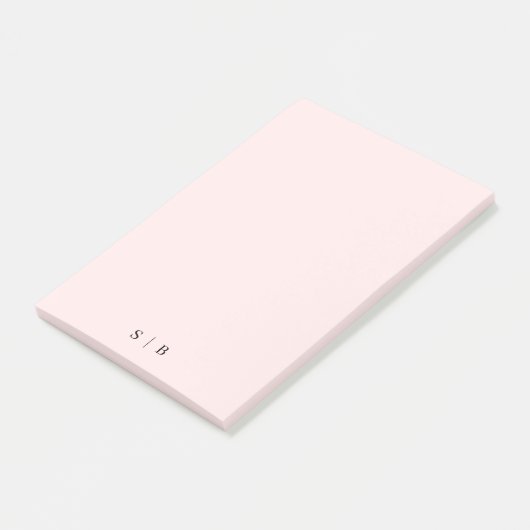 Monogram Pink Blush Modern Minimalistisch Post-it Klebezettel (angewinkelt)