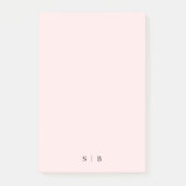 Monogram Pink Blush Modern Minimalistisch Post-it Klebezettel (Vorderseite)
