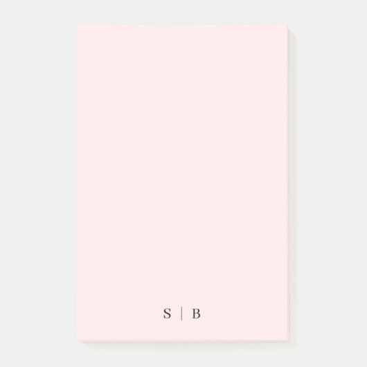 Monogram Pink Blush Modern Minimalistisch Post-it Klebezettel (Vorderseite)
