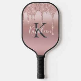 Monogram Pink Blush Rose Gold Drilling Glitzer Pickleball Schläger