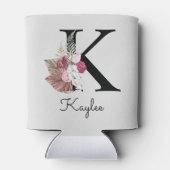 Monogram Pink Boho Girly Floral Initial K Dosenkühler (Rückseite)