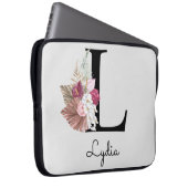Monogram Pink Boho Girly Floral Initial L Laptopschutzhülle (Vorne Rechts)