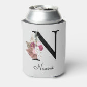 Monogram Pink Boho Girly Floral Initial N Dosenkühler (Kanne Rückseite)