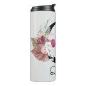 Monogram Pink Boho Girly Floral Initial Q Thermosbecher (Nach links gedreht)