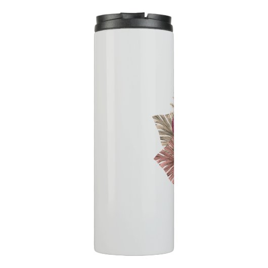 Monogram Pink Boho Girly Floral Initial Q Thermosbecher (Rückseite)