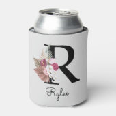 Monogram Pink Boho Girly Floral Initial R Dosenkühler (Kanne Vorderseite)
