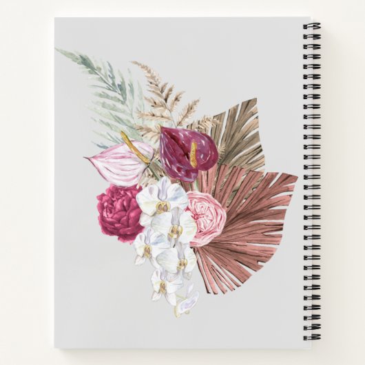 Monogram Pink Boho Girly Floral Initial R Notizblock (Rückseite)