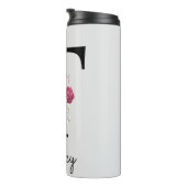 Monogram Pink Boho Girly Floral Initial t Thermosbecher (Nach rechts gedreht)