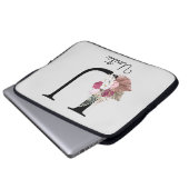 Monogram Pink Boho Girly Floral Initial U Laptopschutzhülle (Vorne Knopf)