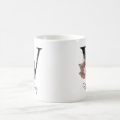 Monogram Pink Boho Girly Floral Initial W Coffee M Kaffeetasse (Mittel)