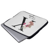 Monogram Pink Boho Girly Floral Initial X Laptopschutzhülle (Vorne Knopf)